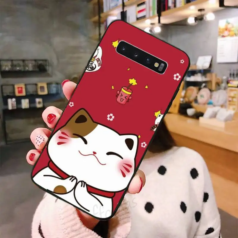 

Japanese style cute cartoon lucky cat Phone Case For Samsung Galaxy S5 S6 S7 S8 S9 S10 S10e S20 edge plus lite