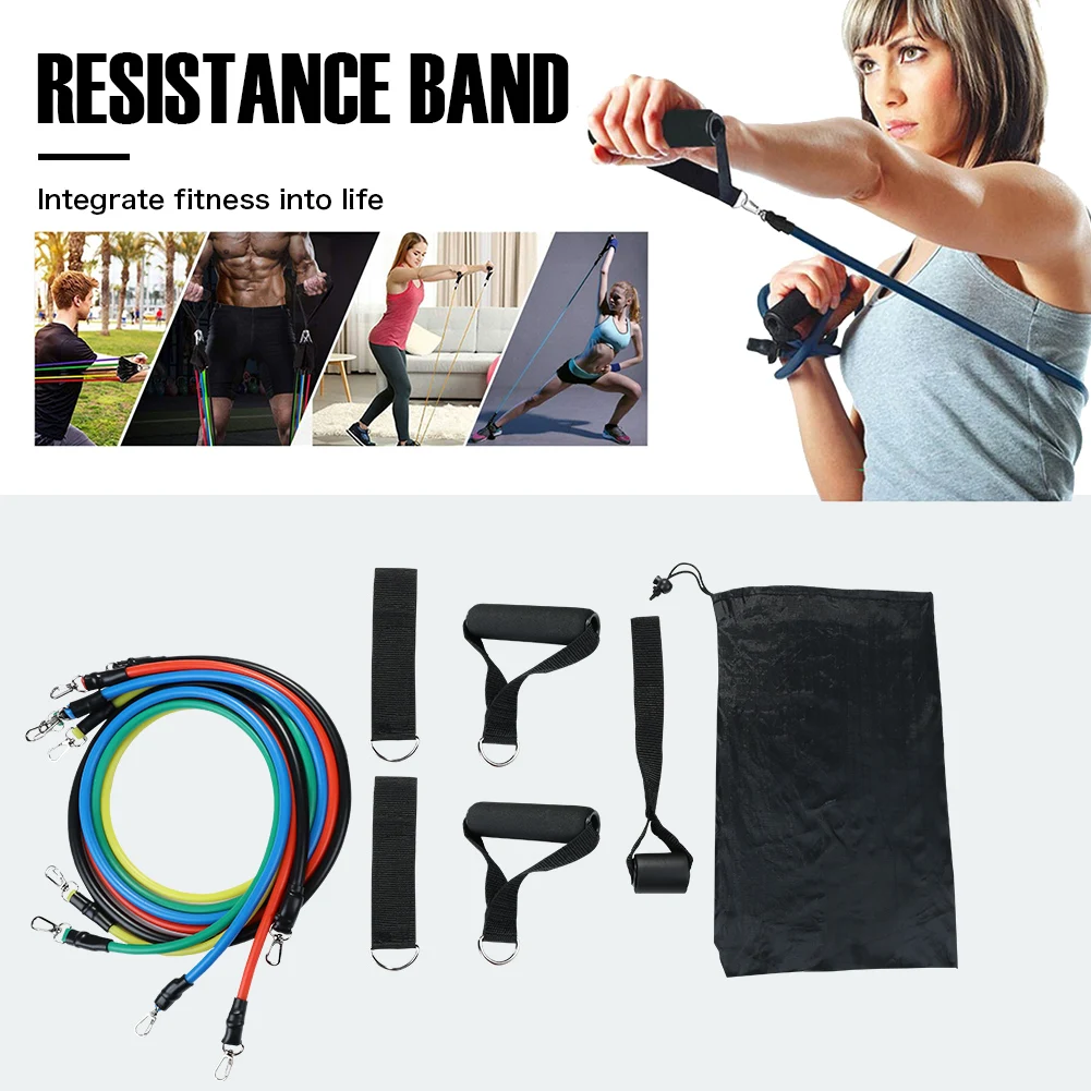 11 шт./компл. латексные эспандеры тренажерный зал дверное крепление с ремешками на