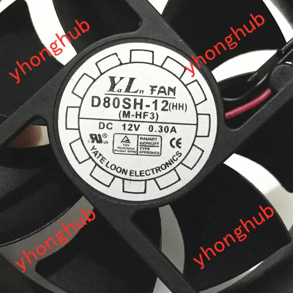 YALN вентилятор D80SH-12 DC 12V 0.30A 80x80x25 мм 2-провод Сервер площади вентилятора |