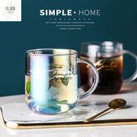 colorful glass household online celebrity water cups ins simple and fresh mori transparent cups teacups drink cups