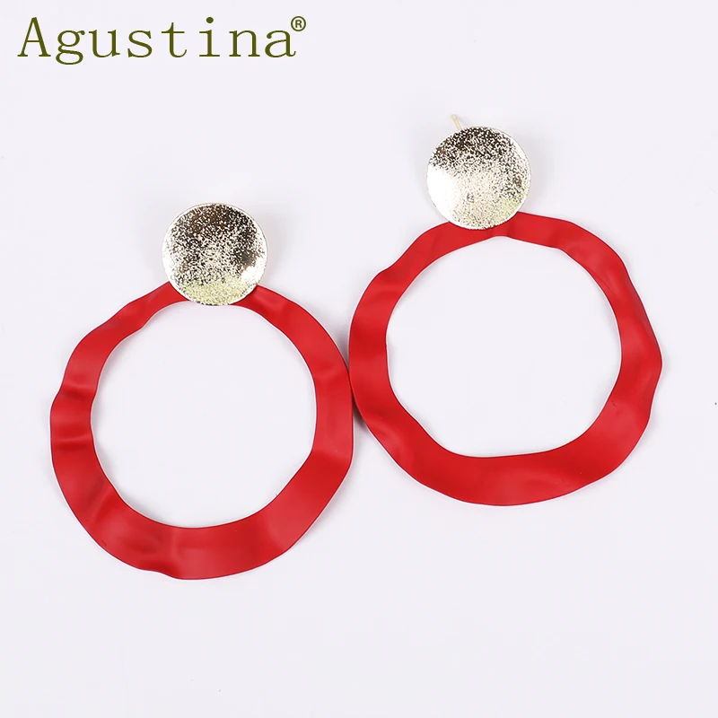 

2020 Boho Metal Earrings Drop Earring For Women Fashion Red Earrings Geometric Gold Big Earrings Jewelry Punk Large Wholesale