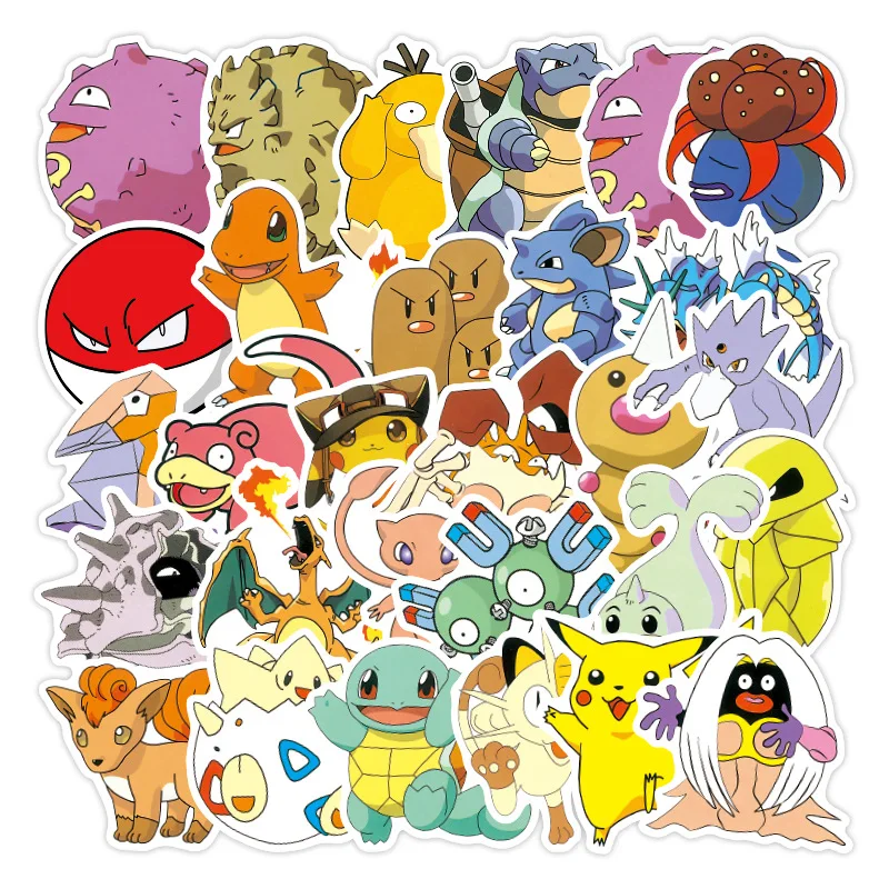 

100pcs Pokemon Cartoon Graffiti Stickers Anime Pikachu Waterproof Sunscreen Laptop Guitar Trolley Case Stickers Kids Toys