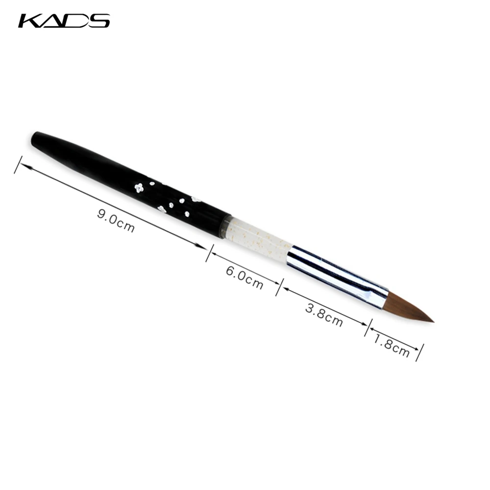 Kads Размеры 8 # черный 100% Колонок Соболь Cepillos. Профессиональных акриловых ногтей