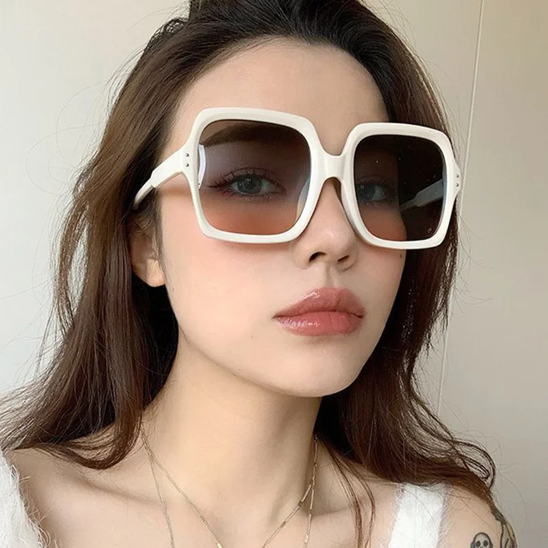 

Champagne Oversized Sunglasses Vintage Retro Blue Punk Transparent Pink Steampunk Square New 2022 Women Anti-Glare Car Glasses