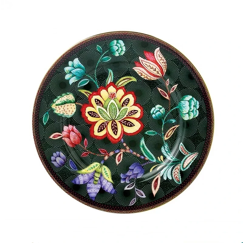 

Tableware Ceramic Dinner Plate Phnom Penh Black peacock 6/8/10 Inch Dish Porcelain Dessert Plate Dinnerware Cake Dish
