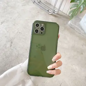 retro green solid color simple korean couple phone case silicone cover for coque iphone 12 mini 11 pro xs max 7 8 puls x xr case free global shipping