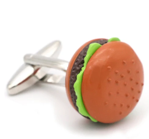 Гамбург И фри запонки для мужчин еда дизайн качество латунный материал желтые