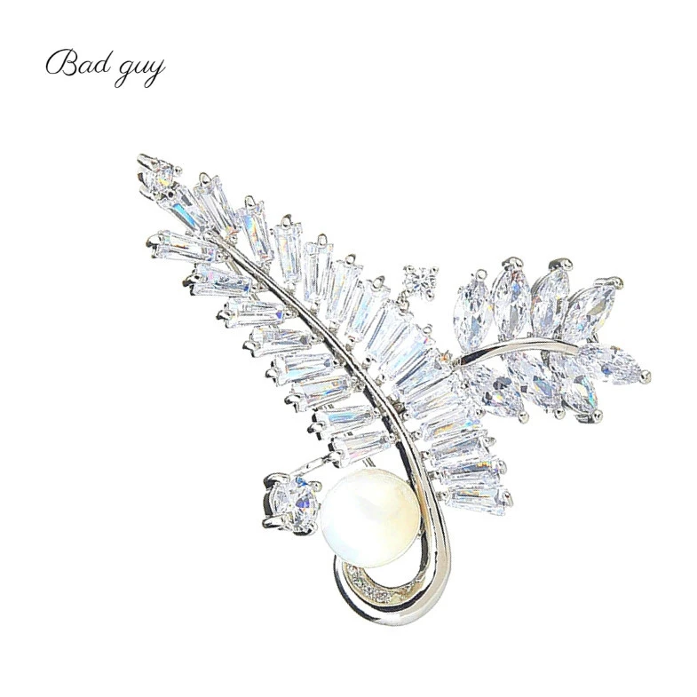 

Gold And Sliver Brooch Pin for Women's Zicon Leaves Jewelry Pearl Brooches Clothes Scarf Buckle Garment Accessories Jewelry Pins