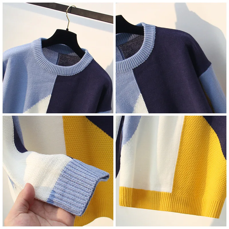 Женский свитер с длинным рукавом и круглым вырезом свободный в Корейском стиле