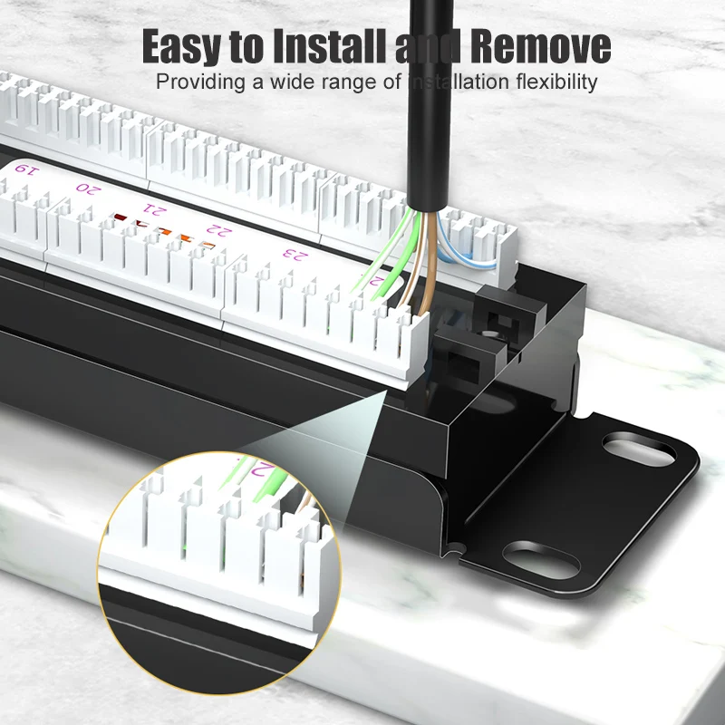 SAMZHE 24-портовый прямой патч-панель CAT6 RJ45 сетевой кабель адаптер Keystone разъем Ethernet