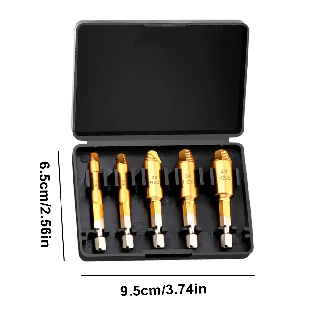 

5PCS Damaged Screw Extractor Set High Speed Steel Single Head Broken Screws Removal Tool Easily Take Out Demolition Tools