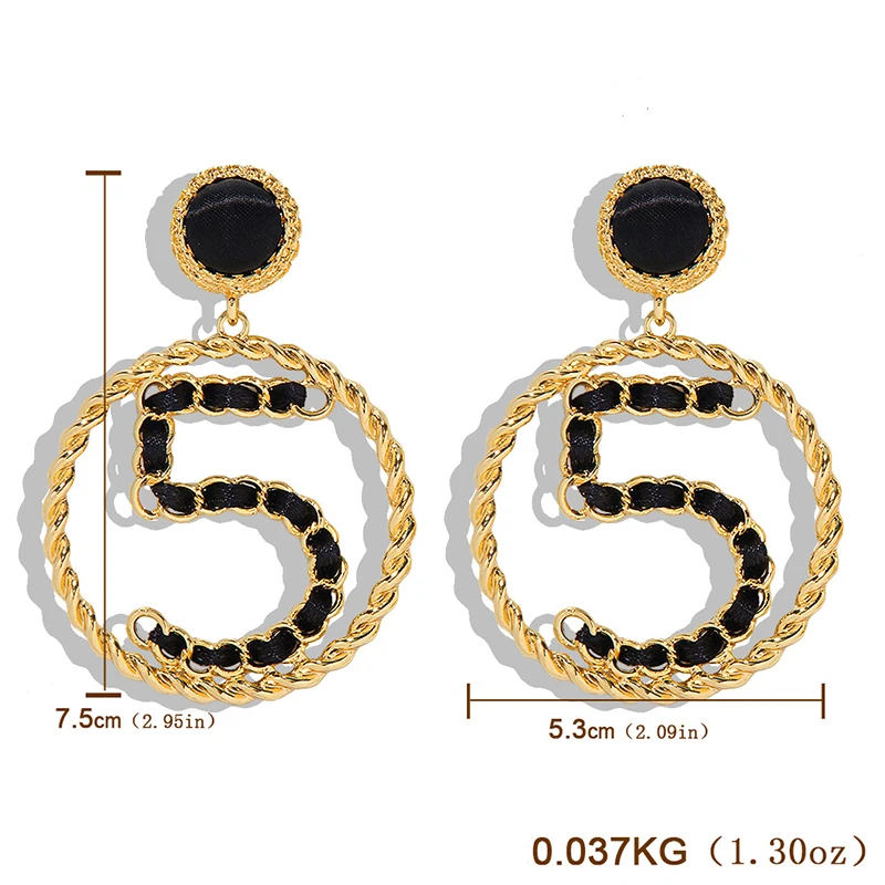 

18K Yellow Gold Plated Earring for Women Trendy Big Circle Earrings Hoop Letter Ribbon Earrings Pendant Studs Ear Nails Jewelry