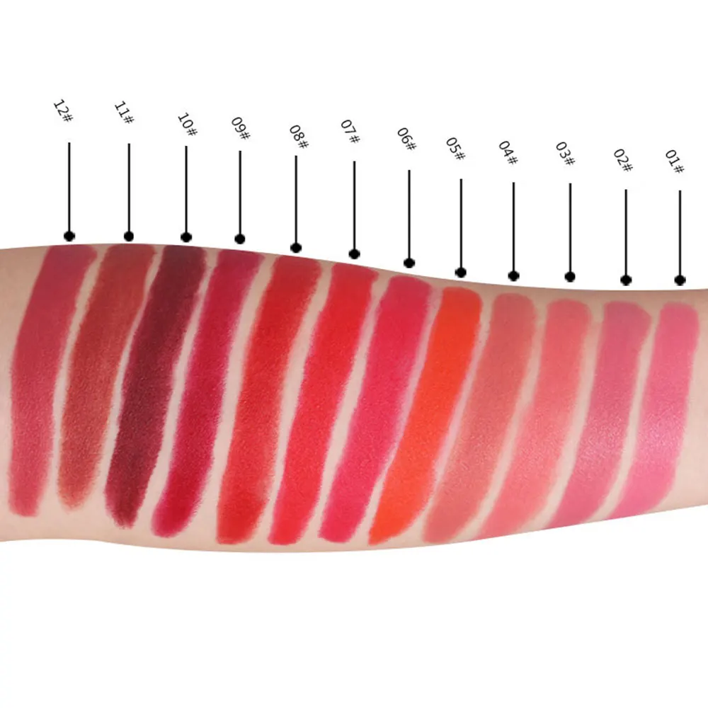 12 Цветов губная помада карандаш матовая Водонепроницаемый бархатные яркие