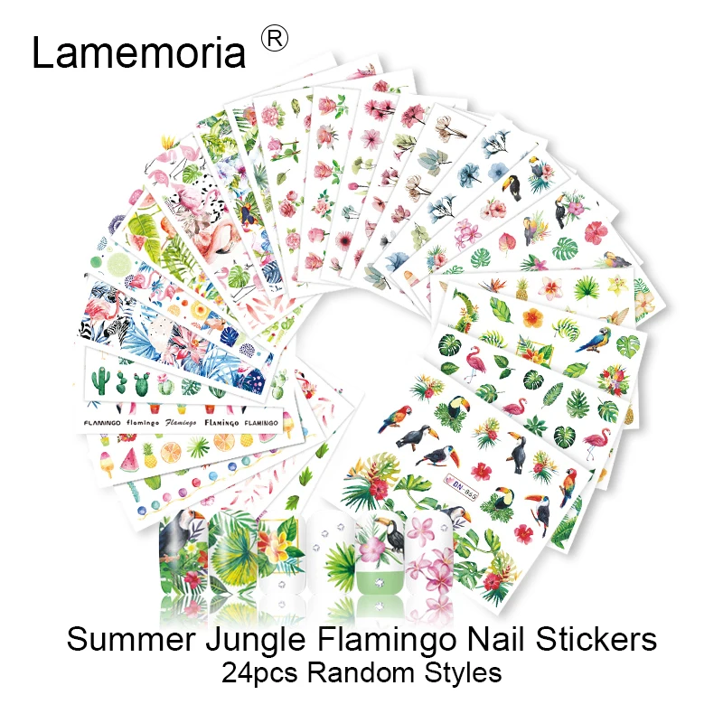 24 шт./компл. Набор наклеек для ногтевого дизайна в стиле Хэллоуин цветок Череп