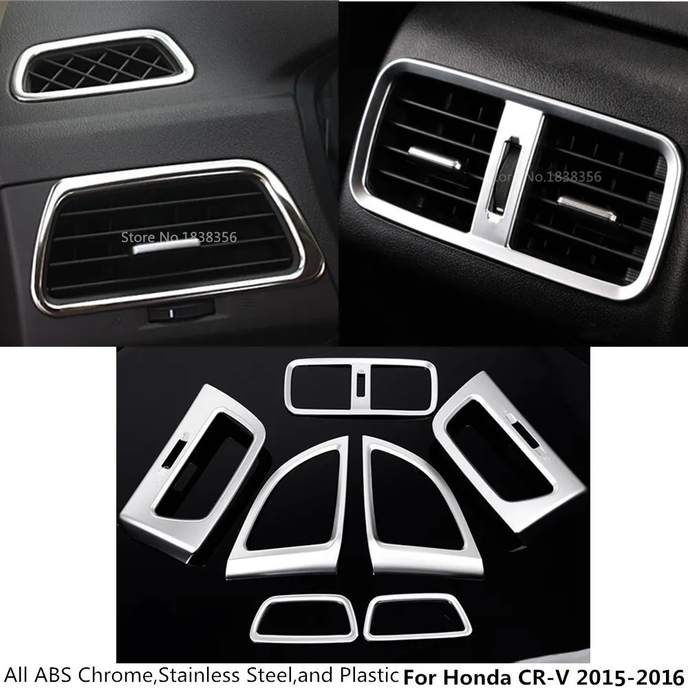 

Для Honda CRV CR-V 2015 2016 ABS Хромированная вентиляционная розетка объемный передний + левый + правый Кондиционер панель управления обшивка рамка ла...
