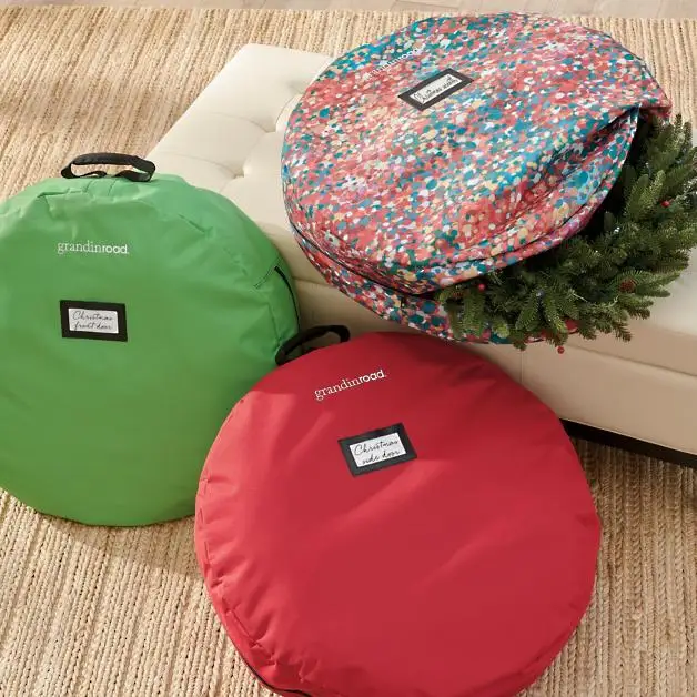 

Foldable Christmas Wreath Storage Bag Tear Resistant Clean Up Holiday Carry Organizer Dual Zipper No label Home Travel Storage