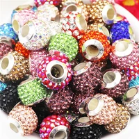 20pcslot mixed color big hole rhinestone beads glass crystal spacer bead murano charms fit pandora bracelet earrings pendants