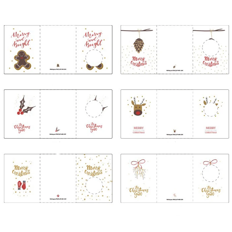 6 шт./лот ретро крафт рождественские поздравительные открытки новогодние подарки