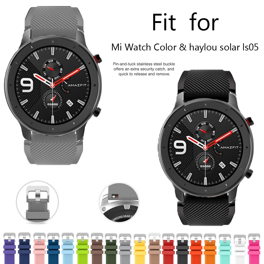 

For Xiaomi MI Watch Color Sport Smart Strap Replacement Silicone Wristbelt for xiaomi haylou solar Ls05 22mm WatchBand Bracelet