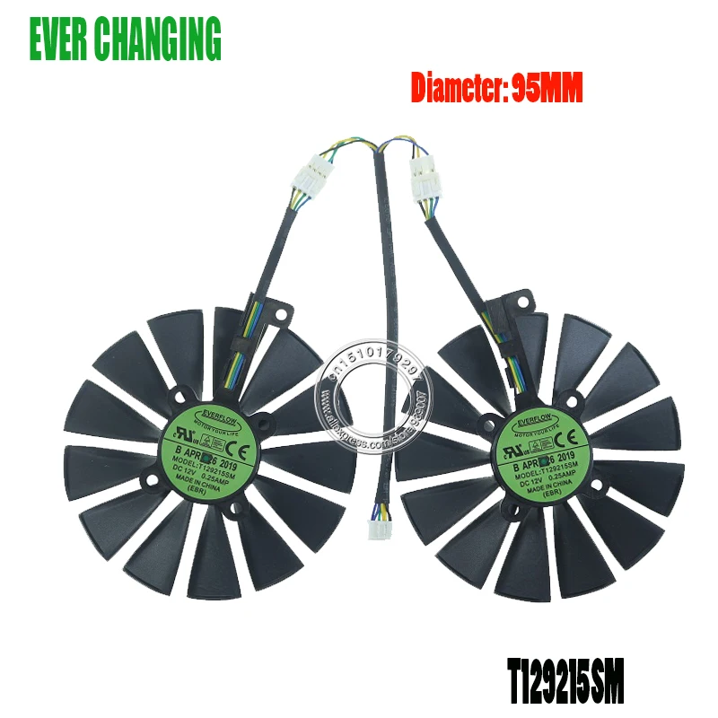 Бесплатная доставка охлаждающий вентилятор T129215SM 95 мм для ASUS STRIX RX 470 580 570 GTX 1050Ti