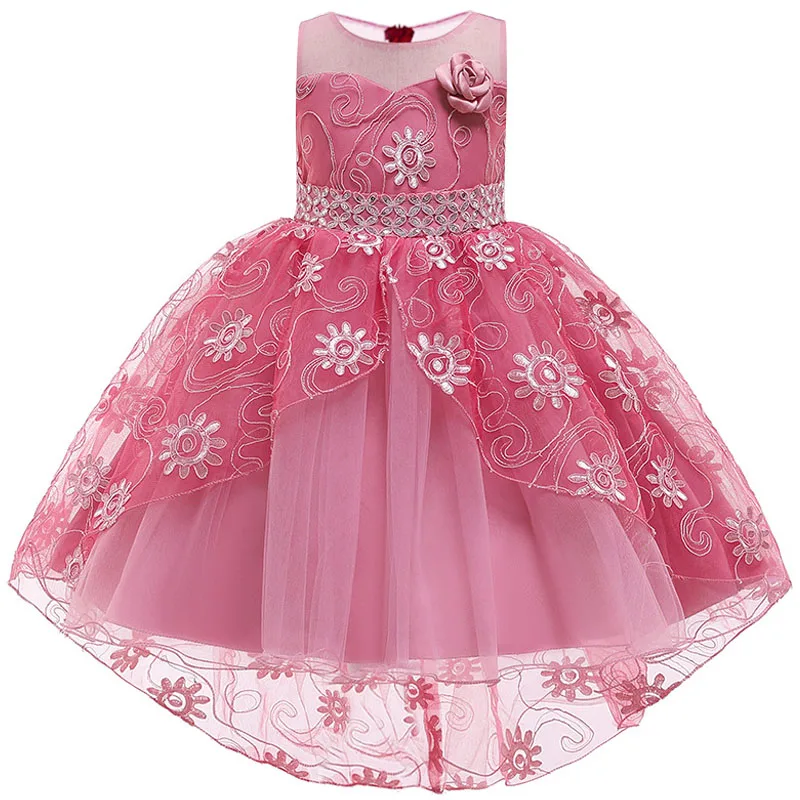 Новое платье со шлейфом для девочек с блестками и вышивкой ласточкин хвост