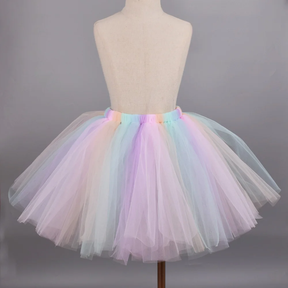 Многослойная Пастельная Радужная юбка пачка с единорогом для девочек Детский