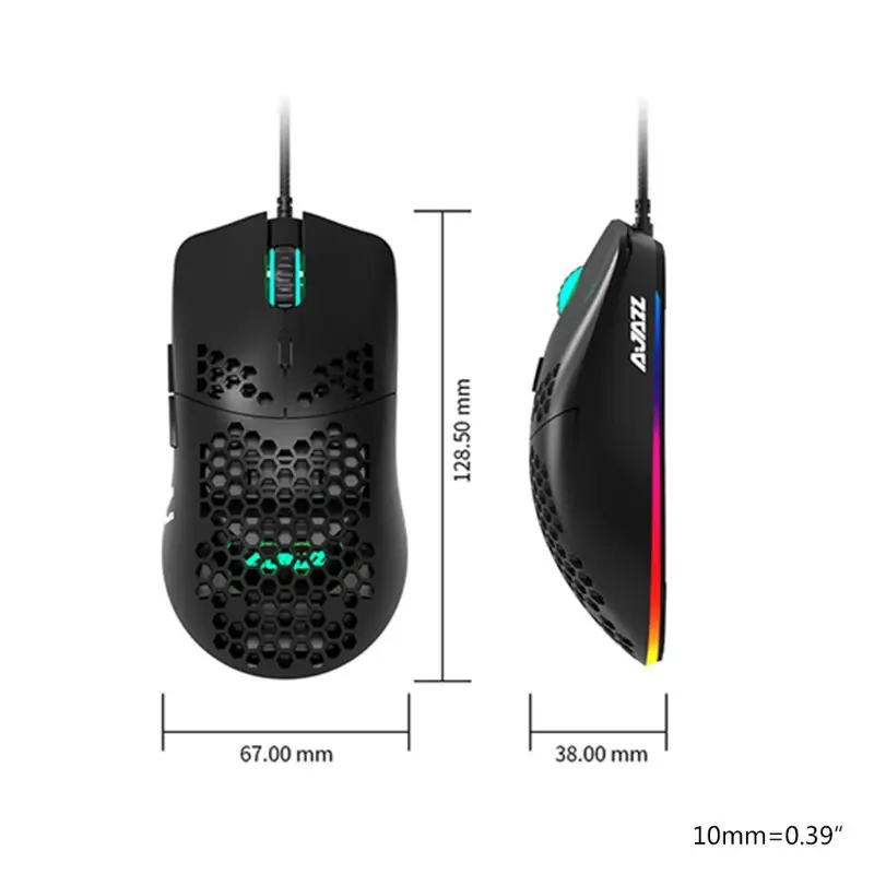 

AJ390 Lightweight Wired Mouse Hollow-out Gaming Mouce Mice 6 DPI Adjustable 7Key PXPA