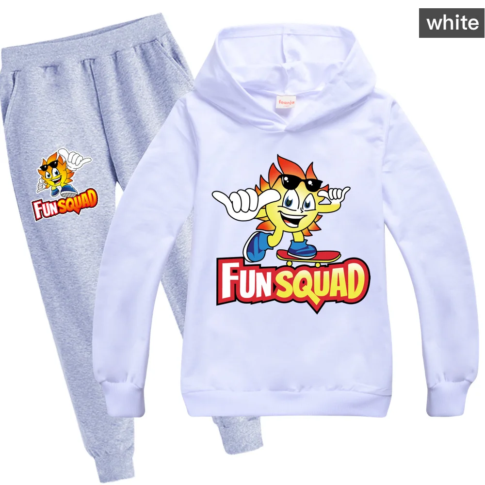 Fun Squad Children Clothing Boys Girls Hoodies Cotton Long Sleeve Sweatshirt Tops and Pants 2pcs Sets kids Tracksuit Outfits