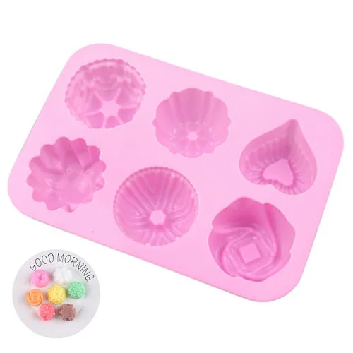 

DIY silicone 6 even rose heart shaped cake mold ice pudding jelly pudding dessert mold