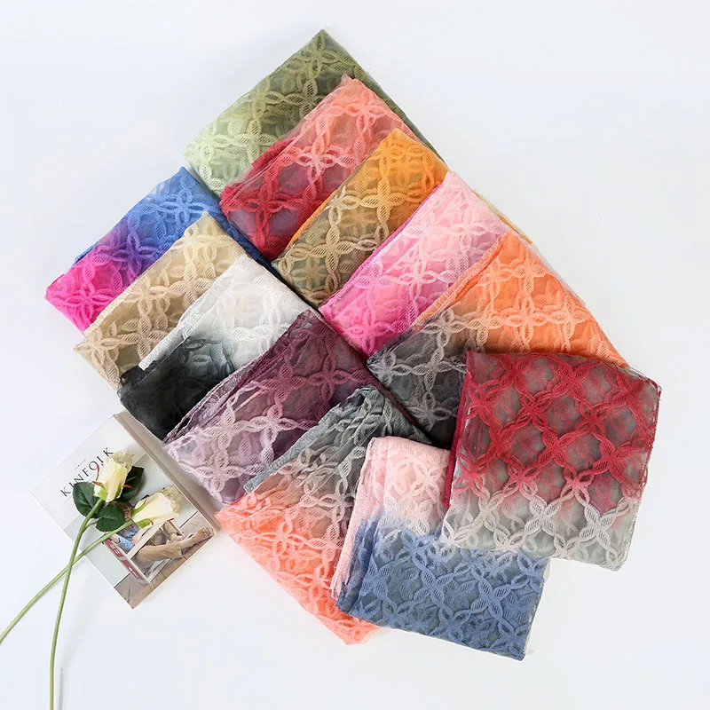 

Scarf Women Fashion Scarf Spring and Autumn Winter New Ladies Scarf Gift Shawl Gradient Check Cut Milk Silk Scarf Scarf Women