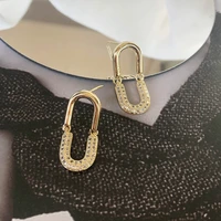davini thick u shape drop earrings golden shiny zircon u chic stylish earrings for women female vintage jewelry korean new mg337