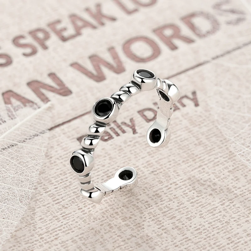 Женское Винтажное кольцо из серебра 925 пробы с черными камнями | Украшения и