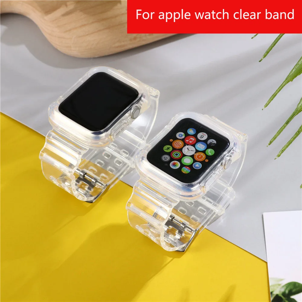 2020 для iwatch se/1/2/3/4 42 38 40 мм 44 ремешок Apple Watch band series 5 6 прозрачный силиконовый