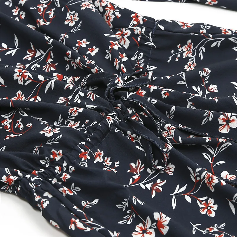 Boho Необычные летние платья для женщин цветочный принт Горячая сексуальная мини платье с расклешенными рукавами повязки V образным вырезом Мода праздник тонкий vestido осень