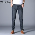 Новинка 2021 от бренда Whtinlee, высококачественные мужские повседневные Стрейчевые облегающие джинсы, мужские прямые джинсы, тонкие мужские джинсы, модель 28-40