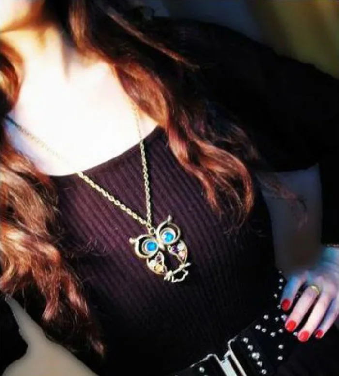 Цепочка-подвеска для свитера пальто женская с голубыми глазами Р30 2020 | Украшения