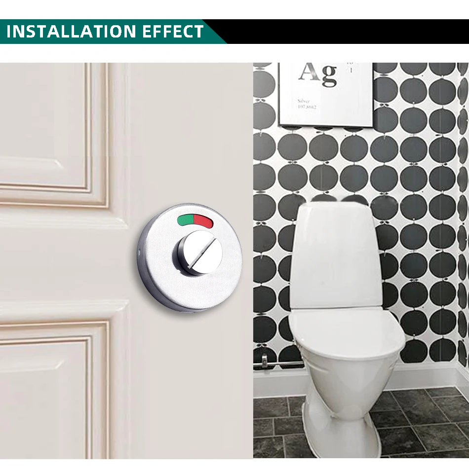 Bathroom Hardware Fittings Toilet Cubicles Indicator WC Door Lock Thumb Turn Knob Stainless Steel