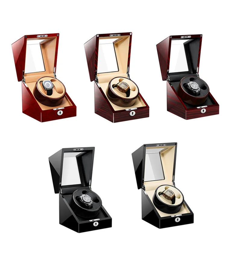 

Black 2+0 Automatic Watch Winder Carbon Fiber Double Watches Box Jewelry Display Storage Case Organizer Lock Watches Accessories