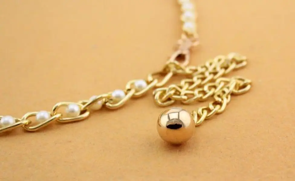 1 шт. модный дизайн пояса тонкие модели цепи имитация жемчуга сплава 115 см