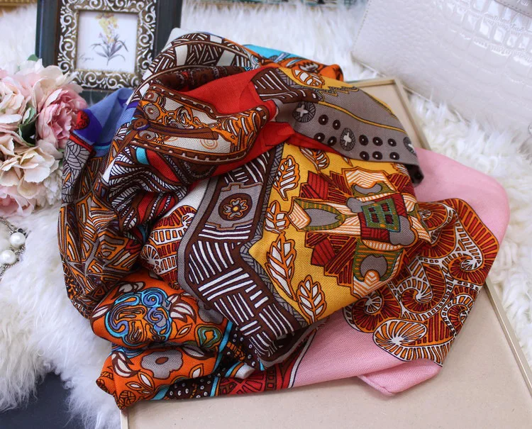 OrangeScarf Women Silk Cashmere Blended Scarves Winter Shawls Wraps Female Handmade Hemming Brand Design 140*140cm