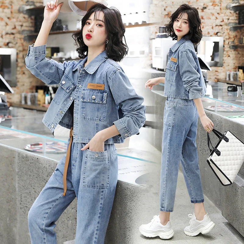 Джинсовая куртка для ранней весны женская короткая модная Свободная джинсовая в