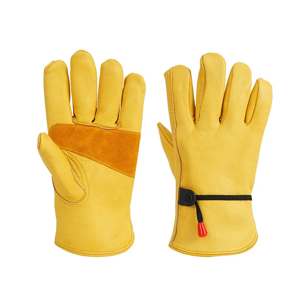 

Перчатки с защитой от ожогов, термостойкие защитные перчатки из воловьей кожи для отдыха на открытом воздухе, кемпинга, барбекю