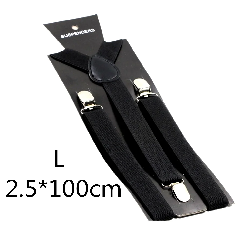 Black-100cm Однотонные подтяжки унисекс для детей и взрослых, для мужчин, женщин, мальчиков и девочек, эластичные регулируемые детские аксессуары-скобы, 5 размеров, для родителей и детей - Цвет: Black-100cm