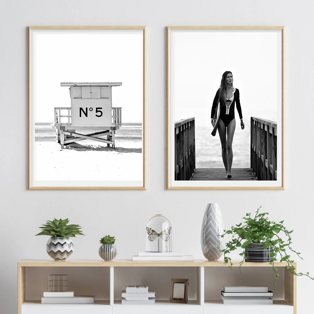 

Hd Prints Pictures Wall Artwork Fashion Surf Woman Canvas Nordic Painting Home Decor Modular Poster For Living Room Framework
