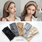 Женская повязка на голову с узлом, эластичная мягкая однотонная лента для волос с перехлёстом, аксессуар для волос, 2021