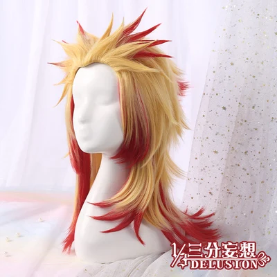 wig Аниме демон убийца Kimetsu no Yaiba Iguro Obanai Rengoku Shinjurou Косплей Костюм боевой костюм команда кимоно Униформа Хэллоуин Cos - Цвет: wig