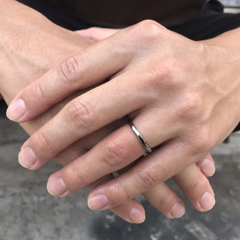 2 мм тонкое классическое купольное кольцо из нержавеющей стали обручальное для