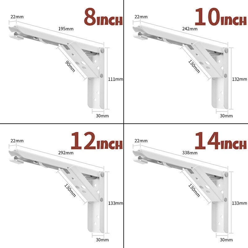 

Screw Folding Bracket Set Stainless Steel Wall shelf Hardware Space saving