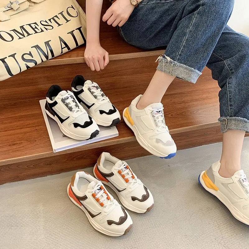 

Women's Sneakers With Platform Shoes Tennis Female Woman-shoes Thick Sole Trainers 2021 Roses Mesh Casual Fashion Rubber Low Lei