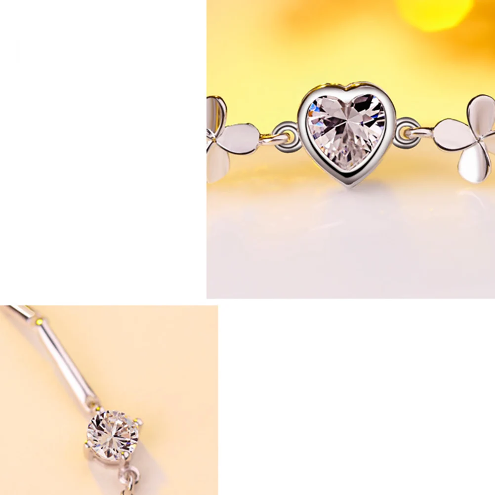 1 шт. Серебряный практичный браслет модный с клевером в форме сердца счастливый